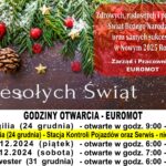 Świąteczne godziny otwarcia EUROMOT